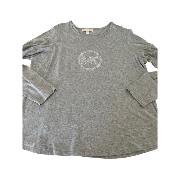 Michael Michael Kors Gray Knit Top Tunic Studded Logo Size 2X Casual Winter Fall - Picture 3 of 8
